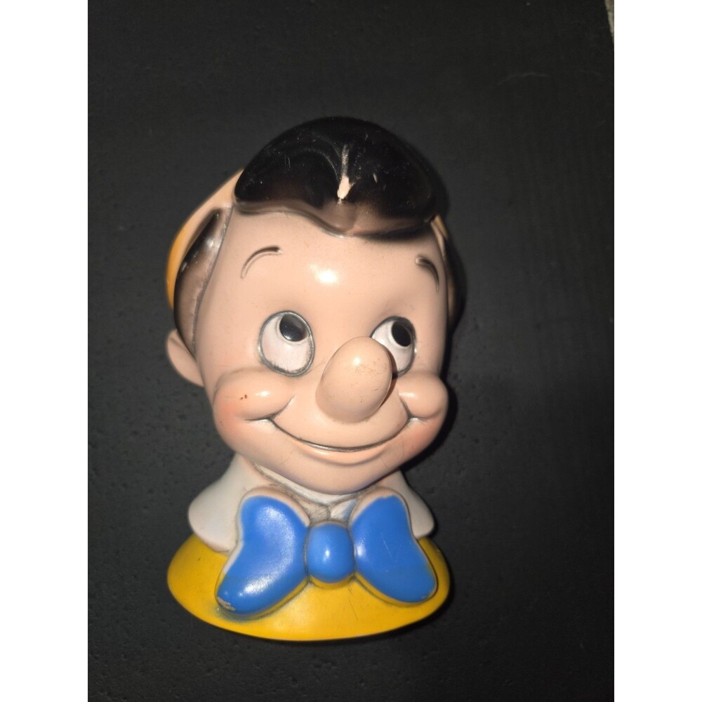 Vintage 1971 Play Pal Plastics 10” Pinocchio Head High Coin Bank Walt Disney USA
